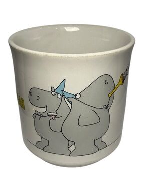 Vintage Sandra Boynton Hippo New Year Coffee Mug Recycled Paper Products Japan